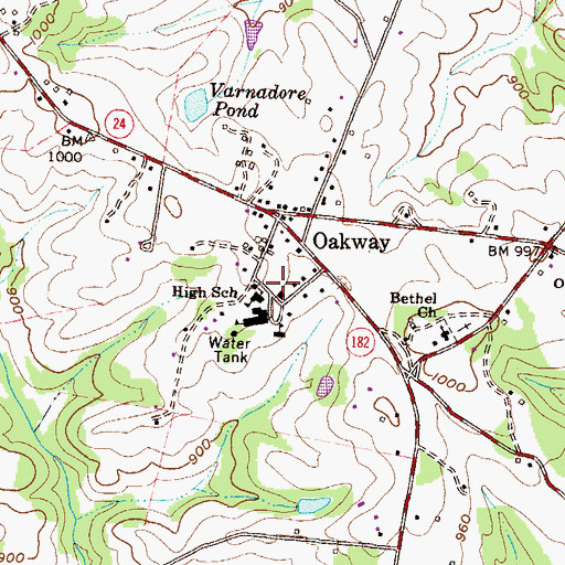 Topographic Map of Oakway Fire Department, SC