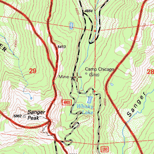 Topographic Map of Camp Chicago, CA