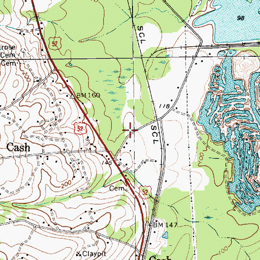 Topographic Map of Cash Fire Department, SC