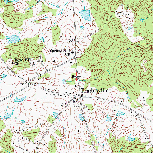 Topographic Map of Tradesville Fire Department Station 18, SC