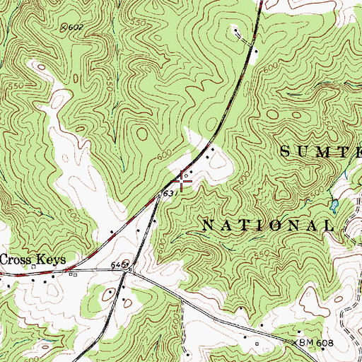 Topographic Map of Cross Keys Fire Department, SC
