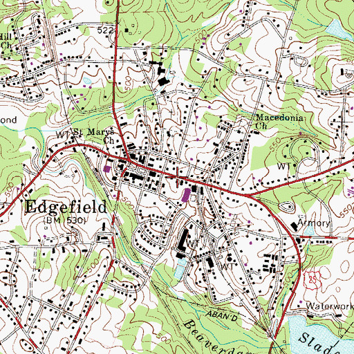 Topographic Map of Town of Edgefield Fire Department, SC