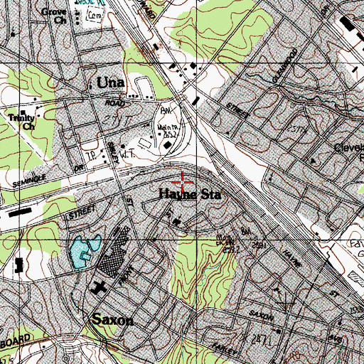 Topographic Map of Una Fire Department, SC