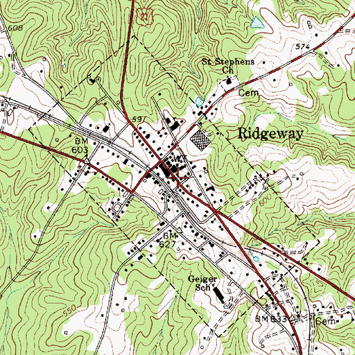 Topographic Map of Fairfield County Fire Department Ridgeway, SC