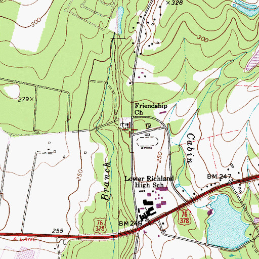 Topographic Map of Columbia - Richland Fire Department Lower Richland, SC
