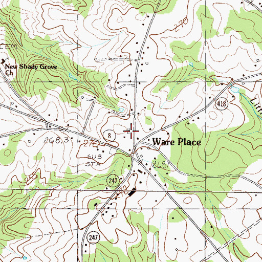 Topographic Map of South Greenville Fire Department Station 4, SC