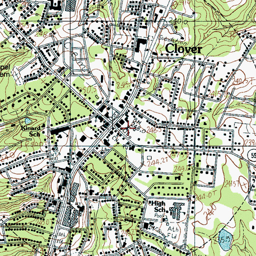 Topographic Map of Clover Fire Department, SC