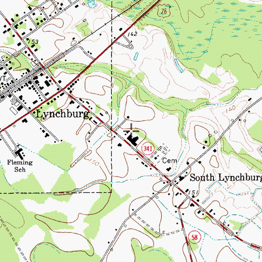 Topographic Map of Lee County Fire Department Station 2 - Lynchburg, SC