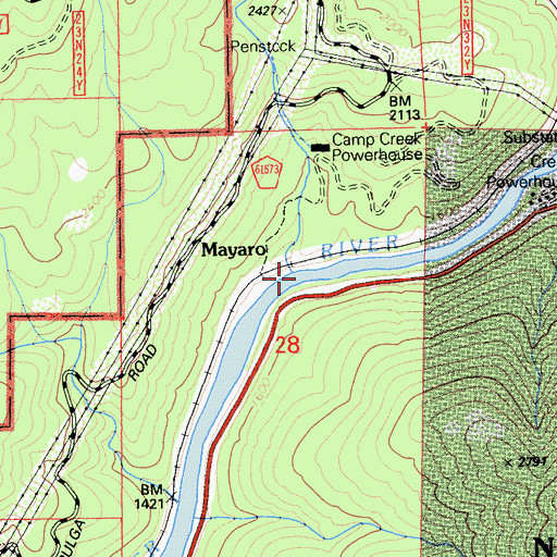 Topographic Map of Camp Creek, CA