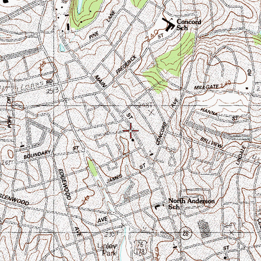 Topographic Map of Anderson City Fire Department Station 2, SC