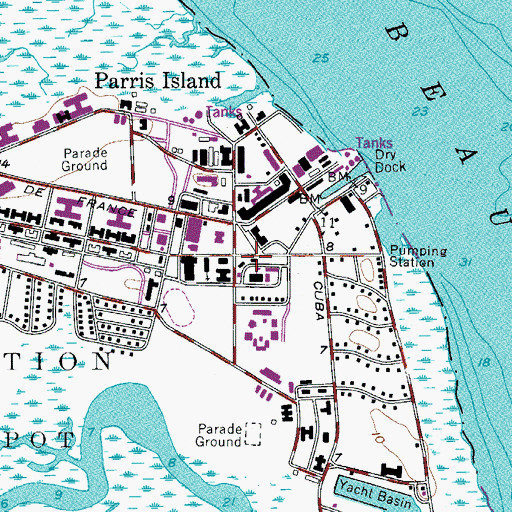 Topographic Map of Marine Corps Recruit Depot Fire Department, SC