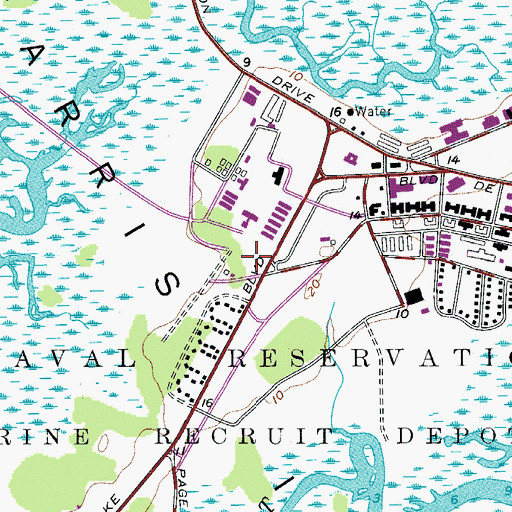 Topographic Map of Parris Island Fire Department, SC