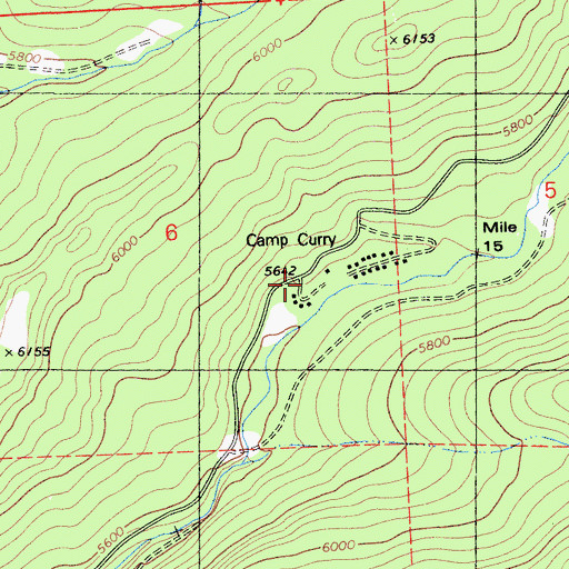 Topographic Map of Camp Curry, CA