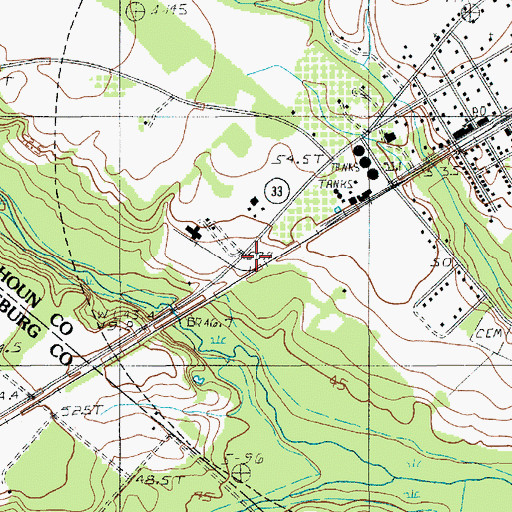 Topographic Map of Cameron Fire Department, SC