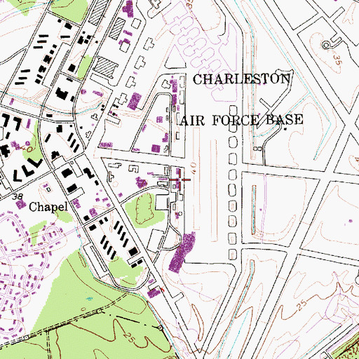 Topographic Map of Charleston Air Force Base Fire Department, SC