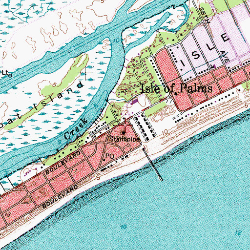 Topographic Map of Isle of Palms Fire Department Station 3, SC