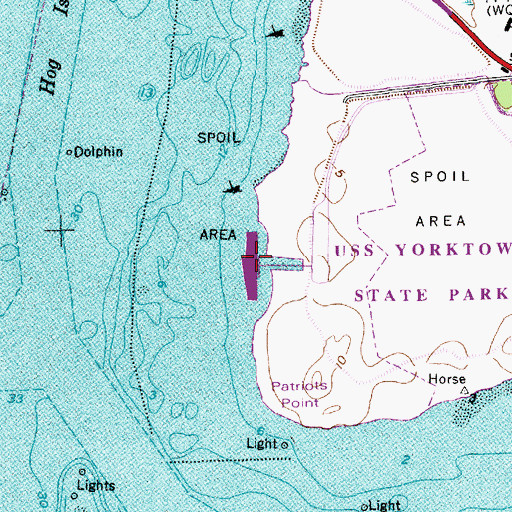 Topographic Map of Mount Pleasant Fire Department USS Yorktown Fire Watch, SC