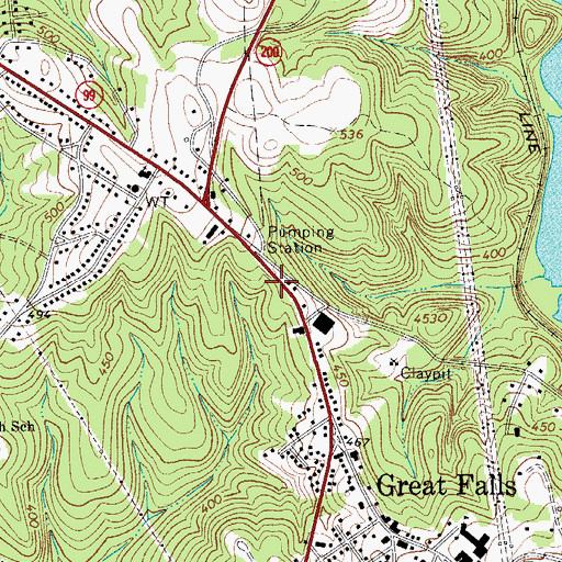 Topographic Map of Great Falls Fire Department, SC