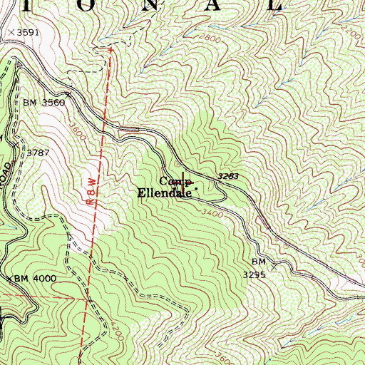 Topographic Map of Camp Ellendale, CA