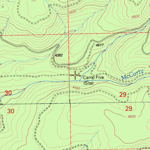 Topographic Map of Camp Five, CA