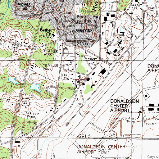 Topographic Map of Donaldson Center Fire Department, SC