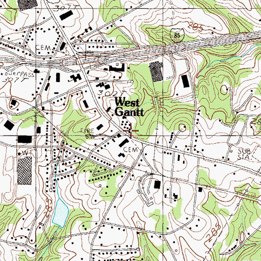 Topographic Map of Gantt Fire Department Station 1, SC
