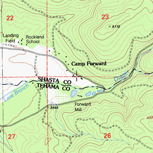 Topographic Map of Camp Forward, CA