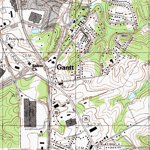Topographic Map of Gantt Fire Department Station 3, SC