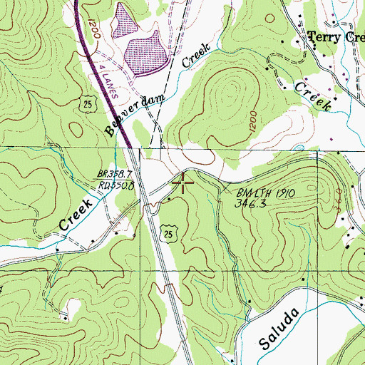 Topographic Map of Glassy Mountain Fire Department Beaver Dam, SC