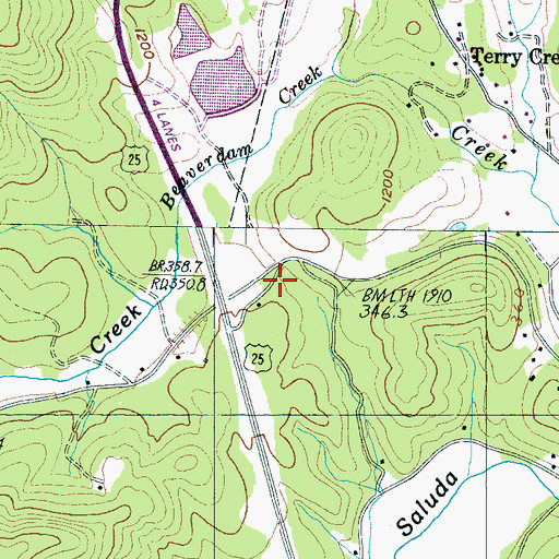Topographic Map of Glassy Mountain Fire Department Beaver Dam, SC