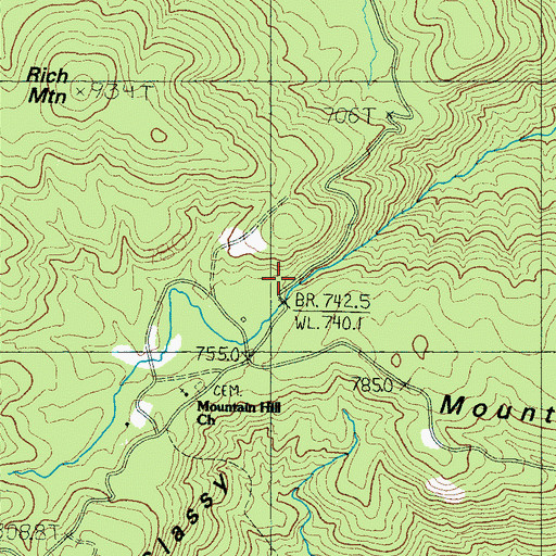 Topographic Map of Glassy Mountain Fire Department Mountain, SC