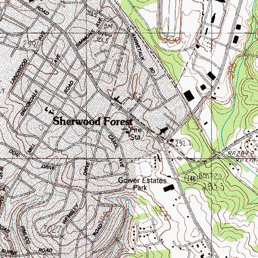 Topographic Map of Greenville City Fire Department Station 5, SC