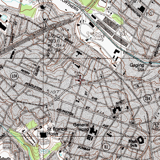 Topographic Map of Greenville City Fire Department Station 2, SC