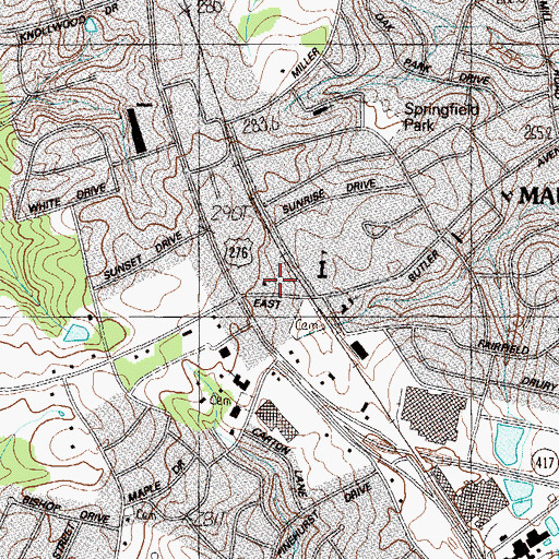 Topographic Map of Mauldin Fire Department Headquarters, SC