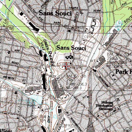 Topographic Map of Parker District Fire Department Station 1, SC