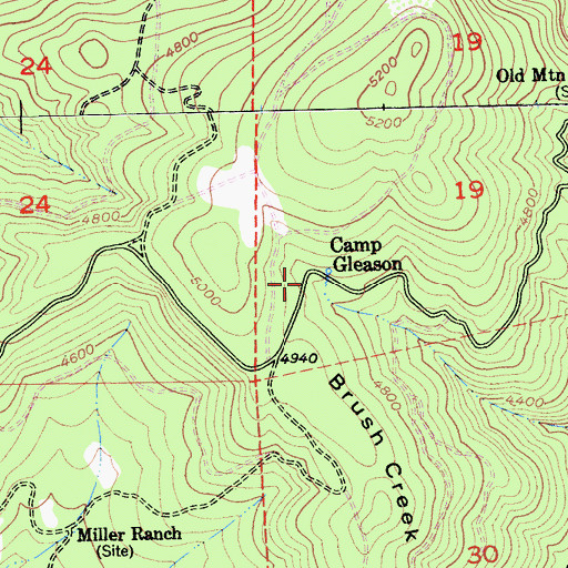 Topographic Map of Camp Gleason, CA