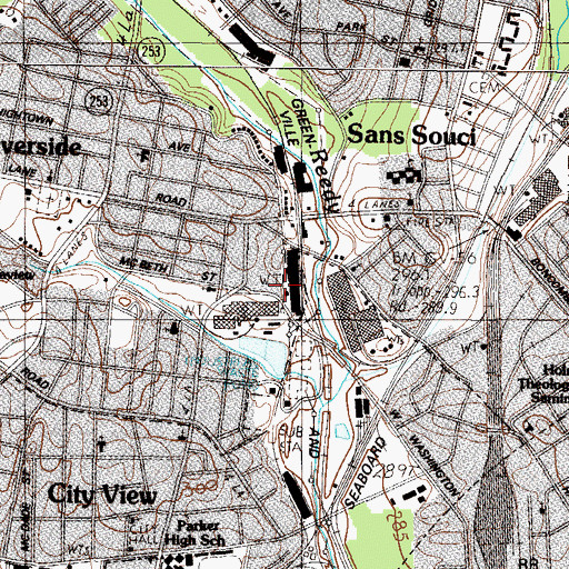 Topographic Map of Parker District Fire Department Training Facility, SC