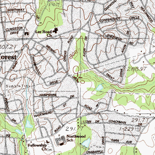 Topographic Map of Taylors Fire Department Station 2, SC