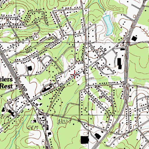 Topographic Map of Travelers Rest Fire Department, SC