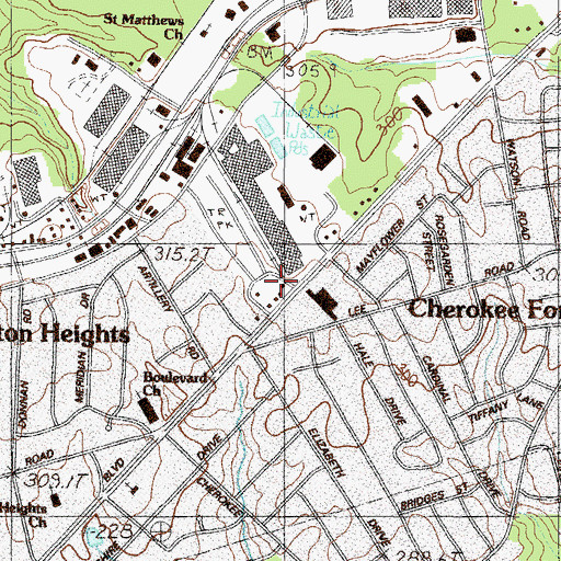 Topographic Map of Wade Hampton Fire Department Station 1, SC