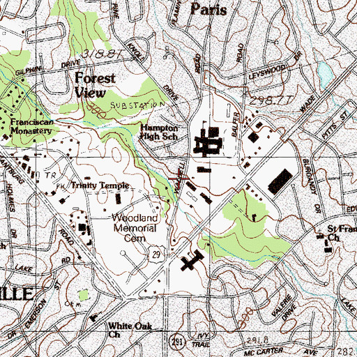 Topographic Map of Wade Hampton Fire Department Station 3, SC