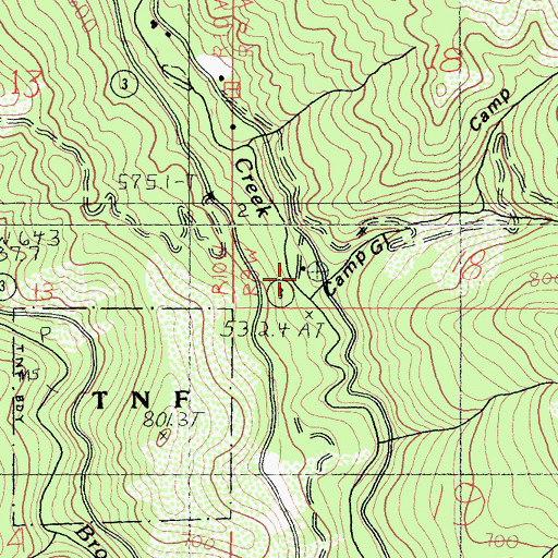 Topographic Map of Camp Gulch, CA