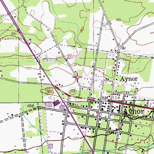 Topographic Map of Aynor Rescue Squad, SC