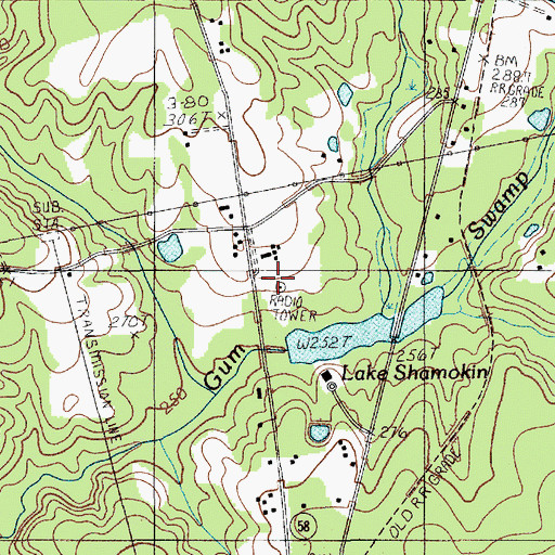 Topographic Map of Kershaw County Fire Department Flat Rock, SC