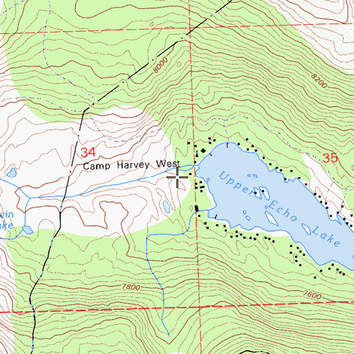 Topographic Map of Camp Harvey West, CA