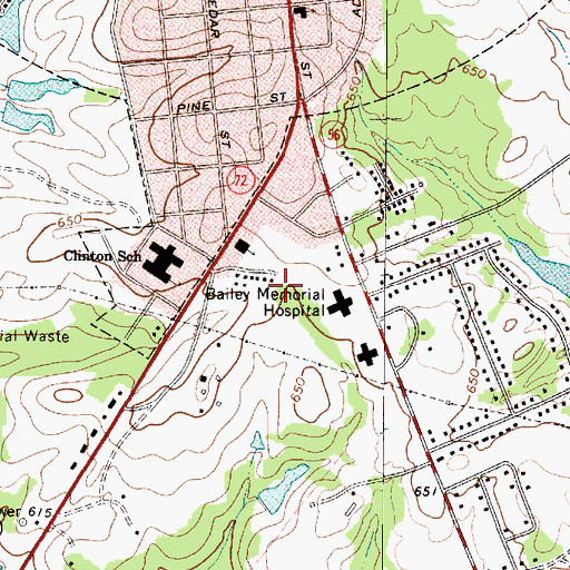 Topographic Map of Clinton City Fire Department Station 2, SC
