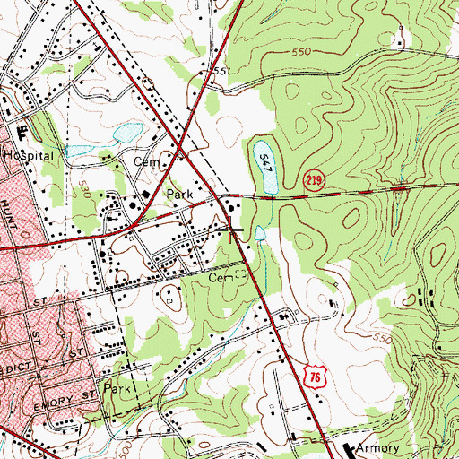 Topographic Map of Newberry City Fire Department, SC