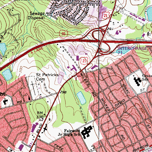 Topographic Map of Columbia - Richland Fire Department Greenview, SC