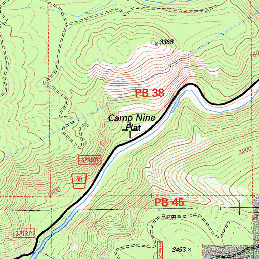 Topographic Map of Camp Nine Flat, CA