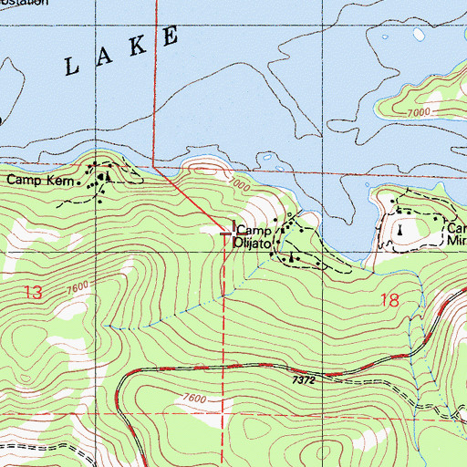 Topographic Map of Camp Oljato, CA